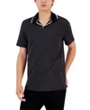 Alfani Men's Johnny Collar Polo, Created For Macy's In Black
