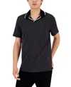 Alfani Men's Johnny Collar Polo, Created For Macy's In Black