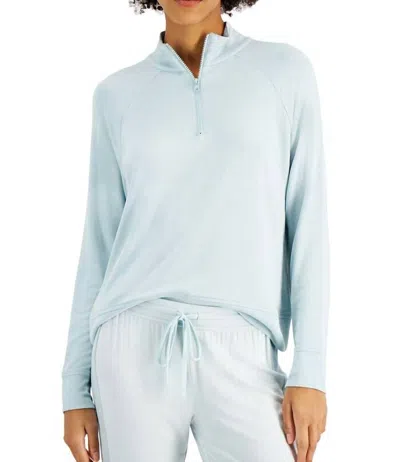 Alfani Quarter-zip Top In Soft Aloe In Blue
