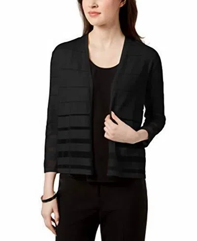 Alfani Shadow Striped Cardigan In Deep Black