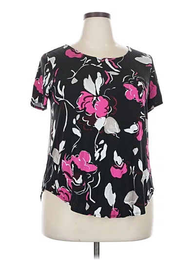 Pre-owned Alfani Short Sleeve Blouse In Black