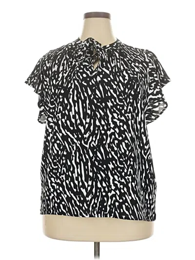 Pre-owned Alfani Short Sleeve Blouse In Black