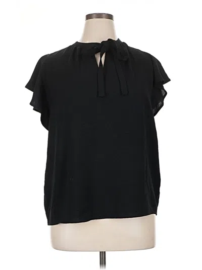 Pre-owned Alfani Short Sleeve Blouse In Black