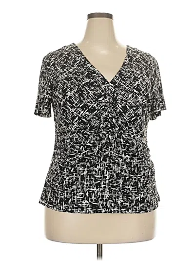 Pre-owned Alfani Short Sleeve Blouse In Black