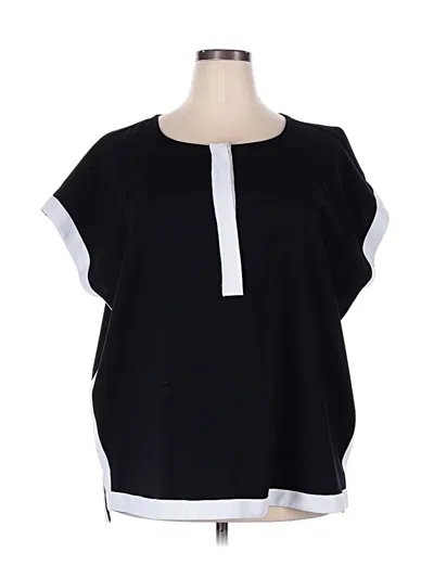 Pre-owned Alfani Short Sleeve Blouse In Black