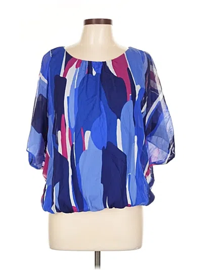 Pre-owned Alfani Short Sleeve Blouse In Blue