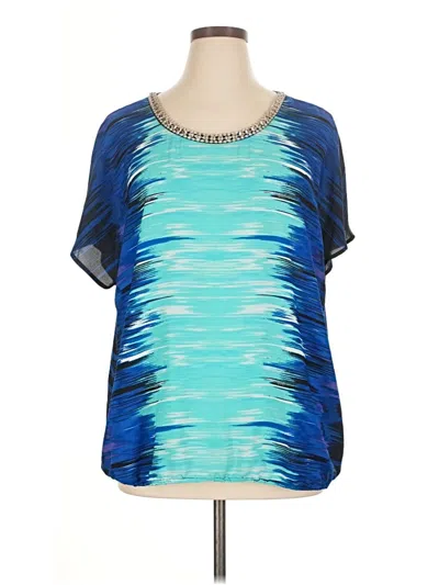 Pre-owned Alfani Short Sleeve Blouse In Blue