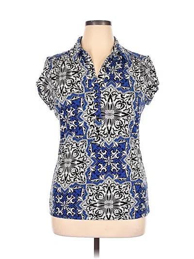 Pre-owned Alfani Short Sleeve Blouse In Blue