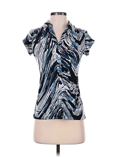 Pre-owned Alfani Short Sleeve Blouse In Blue