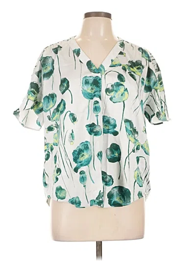 Pre-owned Alfani Short Sleeve Blouse In Green