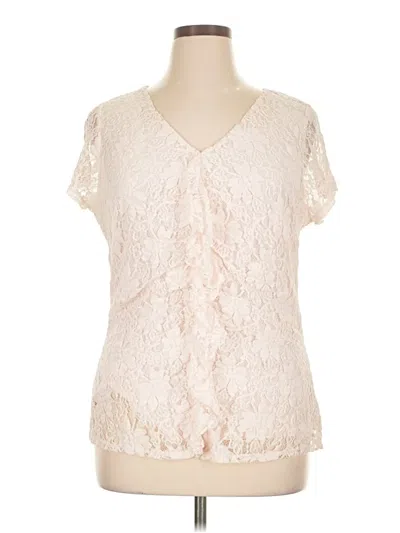Pre-owned Alfani Short Sleeve Blouse In Ivory