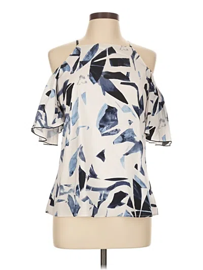 Pre-owned Alfani Short Sleeve Blouse In Ivory