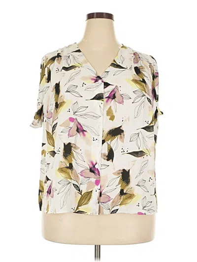 Pre-owned Alfani Short Sleeve Blouse In Ivory