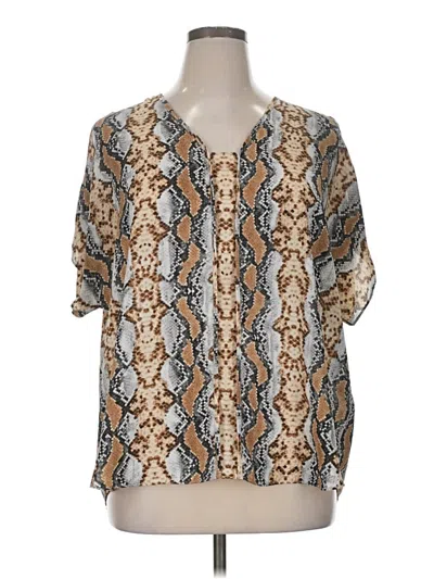 Pre-owned Alfani Short Sleeve Blouse In Tan
