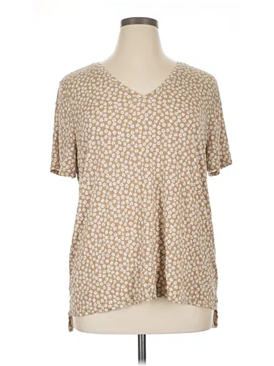 Pre-owned Alfani Short Sleeve Blouse In Tan