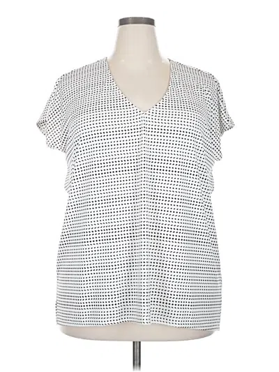 Pre-owned Alfani Short Sleeve Blouse In White
