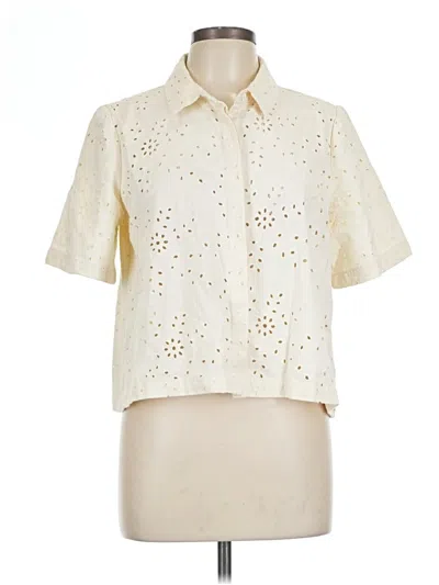 Pre-owned Alfani Short Sleeve Blouse In White