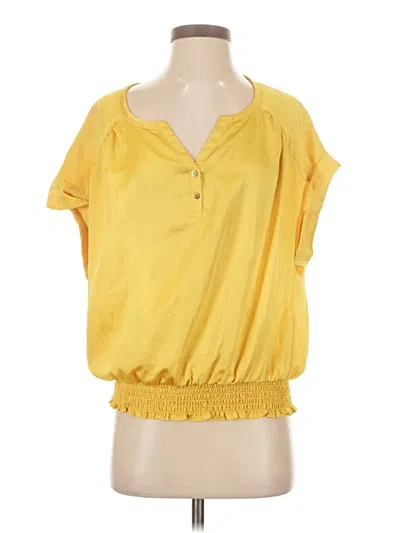 Pre-owned Alfani Short Sleeve Blouse In Yellow