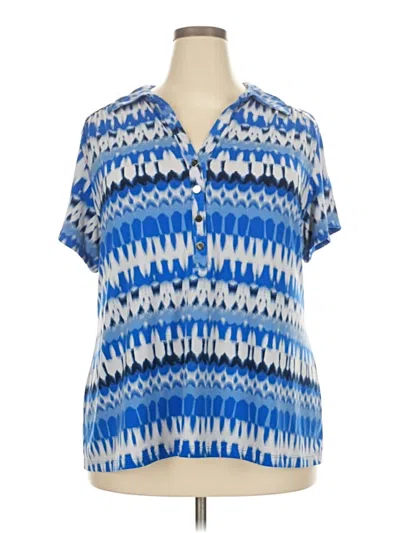 Pre-owned Alfani Short Sleeve Polo Shirt In Blue