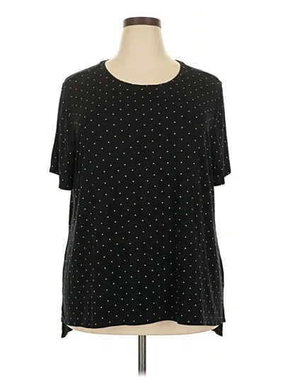Pre-owned Alfani Short Sleeve Top Black Polka Dots Pattern Crew Neck Tops