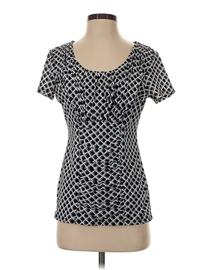 Pre-owned Alfani Short Sleeve Top Black Square Neckline Tops