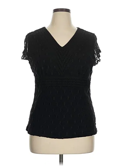 Pre-owned Alfani Short Sleeve Top Black V Neck Tops