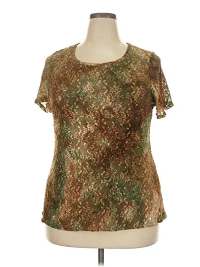 Pre-owned Alfani Short Sleeve Top Brown Scoop Neck Tops