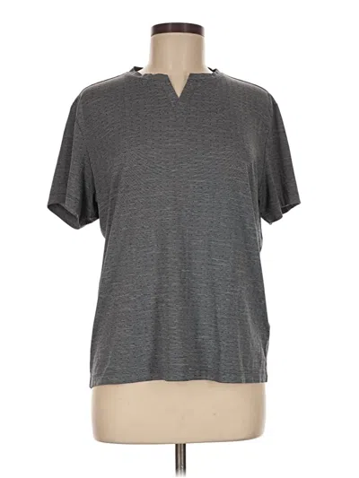 Pre-owned Alfani Short Sleeve Top Gray Mock Neckline Tops