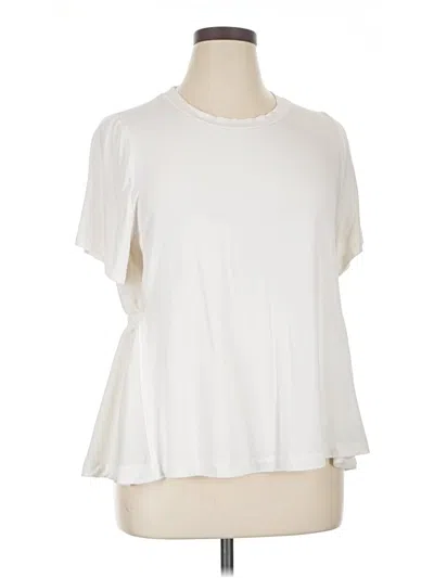 Pre-owned Alfani Short Sleeve Top Ivory Mock Neckline Tops