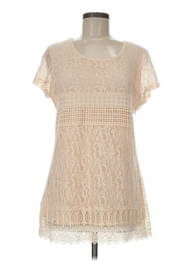 Pre-owned Alfani Short Sleeve Top Ivory Scoop Neck Tops In White