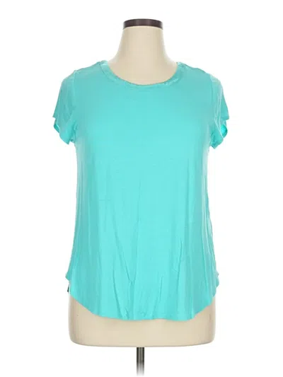 Pre-owned Alfani Short Sleeve Top Teal Keyhole Neckline Tops In Blue