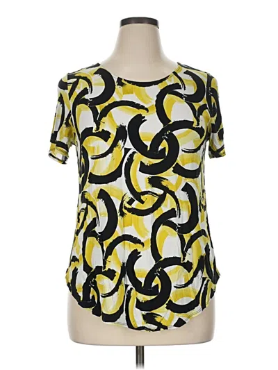 Pre-owned Alfani Short Sleeve Top Yellow Scoop Neck Tops