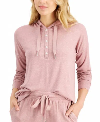 Alfani Sleepwear Hacci Lounge Hoodie In Soft Mauve In Pink