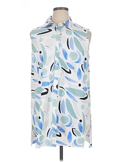 Alfani Sleeveless Button Down Shirt In Blue