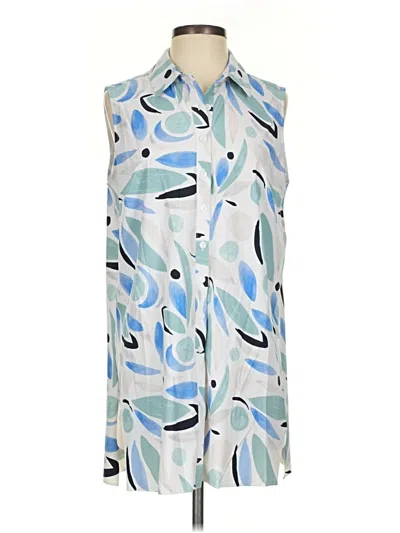 Pre-owned Alfani Sleeveless Button Down Shirt In Blue