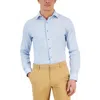 Alfani Slim Mens Herringbone Stretch Button-down Shirt In Blue