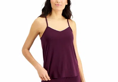 Alfani Solid V-neck Tank Top In Wine In Purple