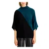 Alfani Square Sleeve Elbow Length Blouse In Teal/black In Blue