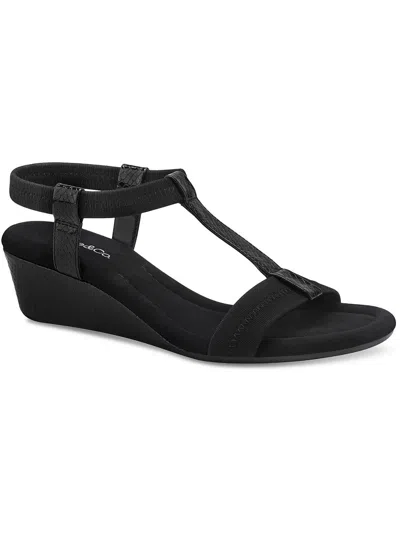 Alfani Step N Flex Womens Open Toe Slide On Strappy Sandals In Black
