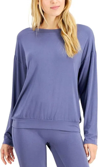 Alfani Super Soft Modal Basic Long Sleeve Top In Night Shadow In Purple