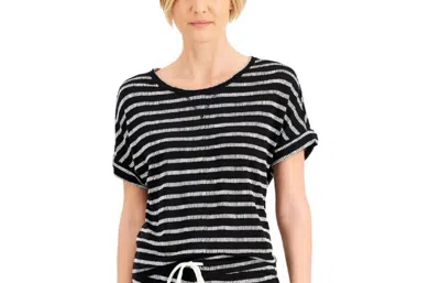 Alfani Ultra Soft Pajama Top In Black In Multi