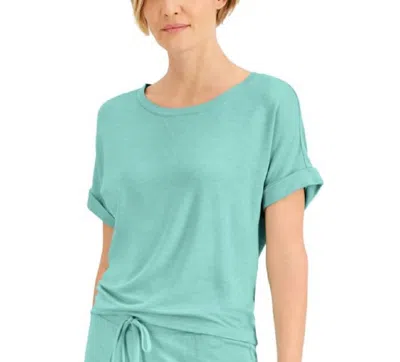 Alfani Ultra-soft Pajama Top In Aqua Reef In Blue