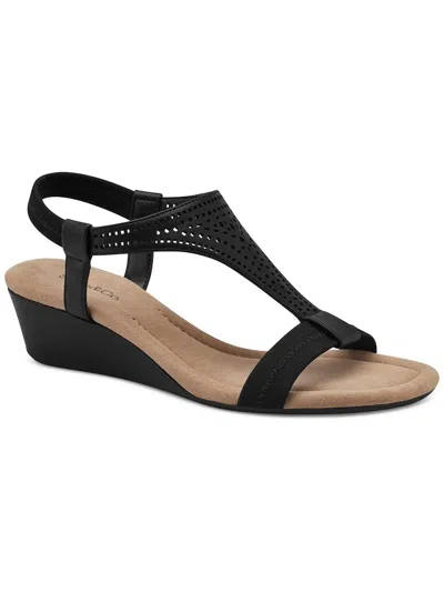 Alfani Vacanzaa Womens T-strap Wedge Sandals In Black