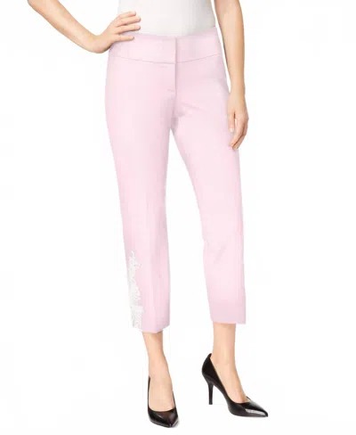 Alfani Women's Applique Ankle Pants In Silver Peony In Pink