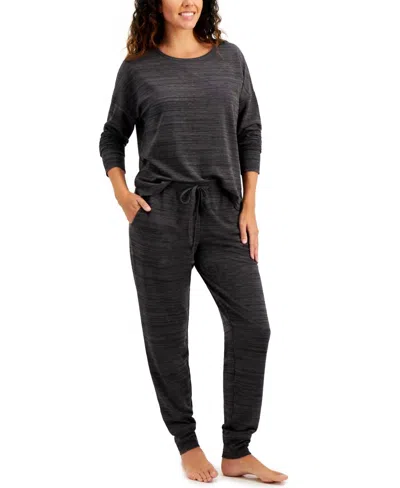 Alfani Women's French Terry Pajama Set In Grey Taupe In Multi