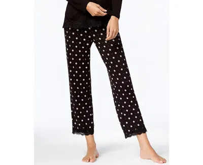 Alfani Women's Lace-trim Printed Pajama Pants In Black Pin Dot