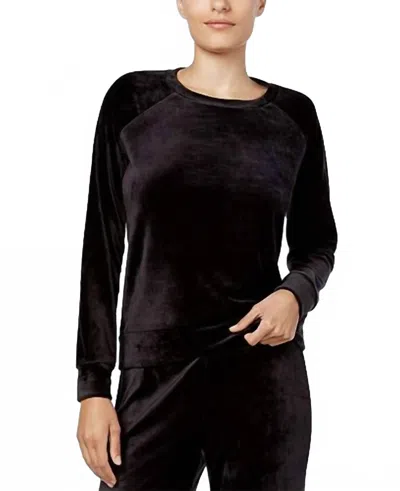 Alfani Women's Sleepwear Velvet Pajama Top In Classic Black In Multi