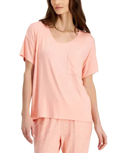 Alfani Women's Super Soft Scoop-neck Pajama Top In Satin Pink