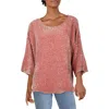 Alfani Womens Jewel Neck Knit Sweater In Pink