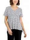 Alfani Womens V-neck Polka-dot Blouse In Multi